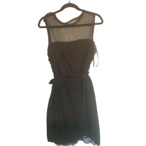 Vera Wang Women’s 12 Black Cocktail Dress with Ribbon, Mesh, and Working Zipper.